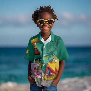 Monument de la Reunification Cameroun Kid Hawaiian Shirt Coat Of Arms With Lily Flowers