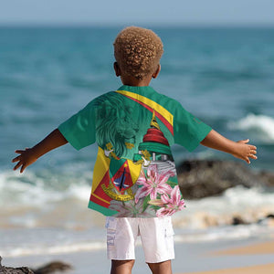 Monument de la Reunification Cameroun Kid Hawaiian Shirt Coat Of Arms With Lily Flowers