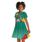 Monument de la Reunification Cameroun Kid Short Sleeve Dress Coat Of Arms With Lily Flowers