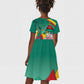 Monument de la Reunification Cameroun Kid Short Sleeve Dress Coat Of Arms With Lily Flowers