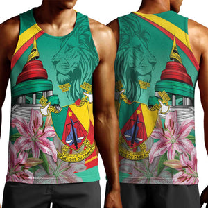 Monument de la Reunification Cameroun Men Tank Top Coat Of Arms With Lily Flowers
