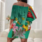 Monument de la Reunification Cameroun Off Shoulder Short Dress Coat Of Arms With Lily Flowers