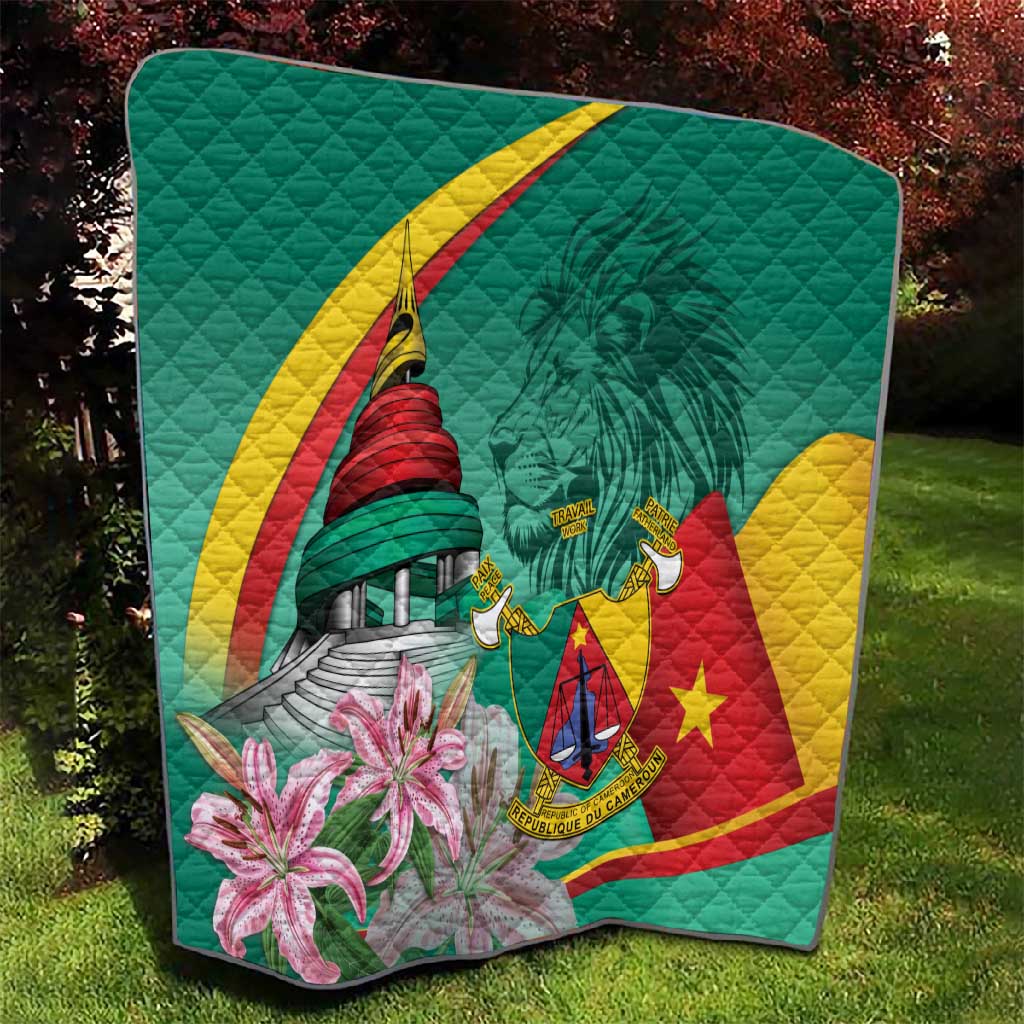 Monument de la Reunification Cameroun Quilt Coat Of Arms With Lily Flowers
