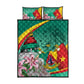 Monument de la Reunification Cameroun Quilt Bed Set Coat Of Arms With Lily Flowers