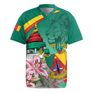 Monument de la Reunification Cameroun Rugby Jersey Coat Of Arms With Lily Flowers