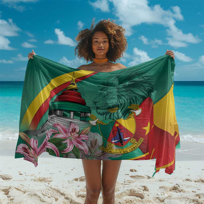 Monument de la Reunification Cameroun Sarong Coat Of Arms With Lily Flowers