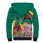 Monument de la Reunification Cameroun Sherpa Hoodie Coat Of Arms With Lily Flowers