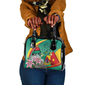 Monument de la Reunification Cameroun Shoulder Handbag Coat Of Arms With Lily Flowers