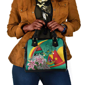 Monument de la Reunification Cameroun Shoulder Handbag Coat Of Arms With Lily Flowers