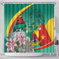 Monument de la Reunification Cameroun Shower Curtain Coat Of Arms With Lily Flowers