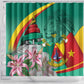 Monument de la Reunification Cameroun Shower Curtain Coat Of Arms With Lily Flowers