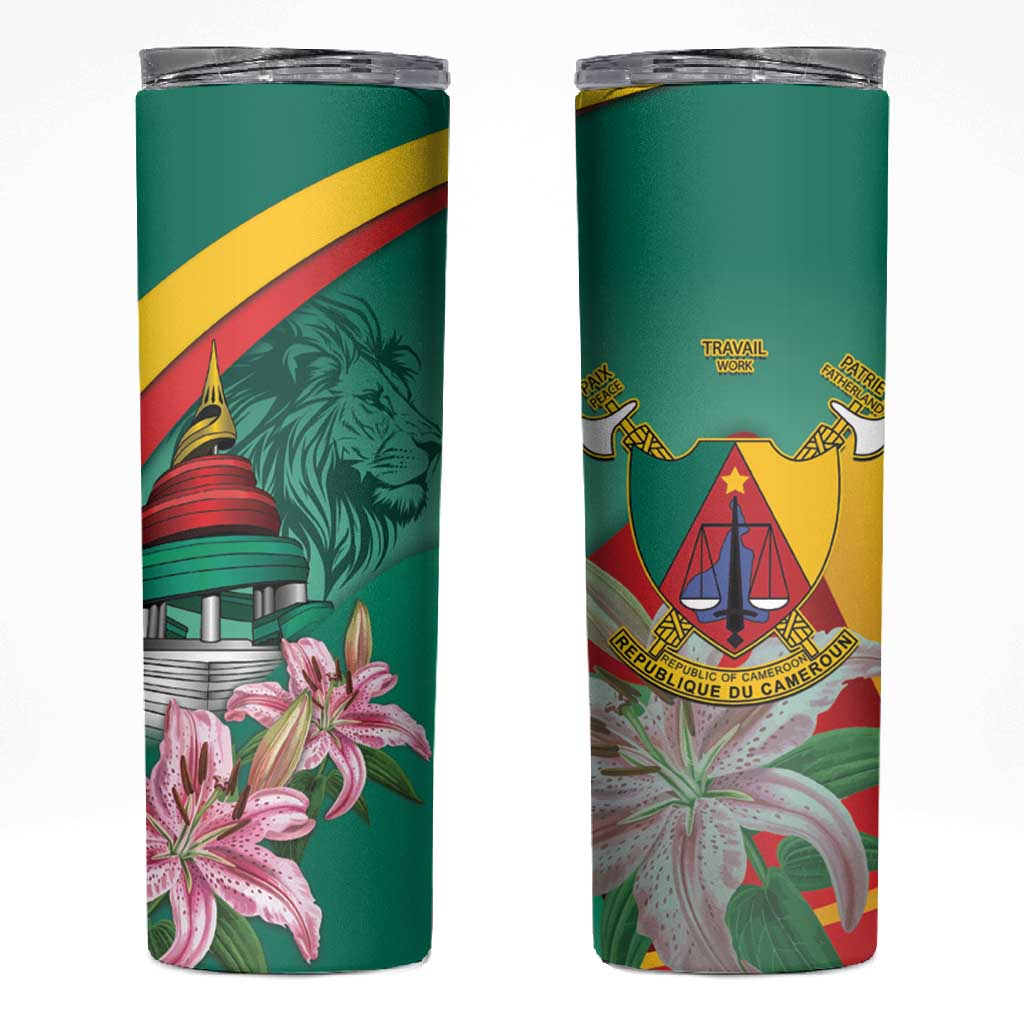 Monument de la Reunification Cameroun Skinny Tumbler Coat Of Arms With Lily Flowers