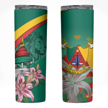 Monument de la Reunification Cameroun Skinny Tumbler Coat Of Arms With Lily Flowers