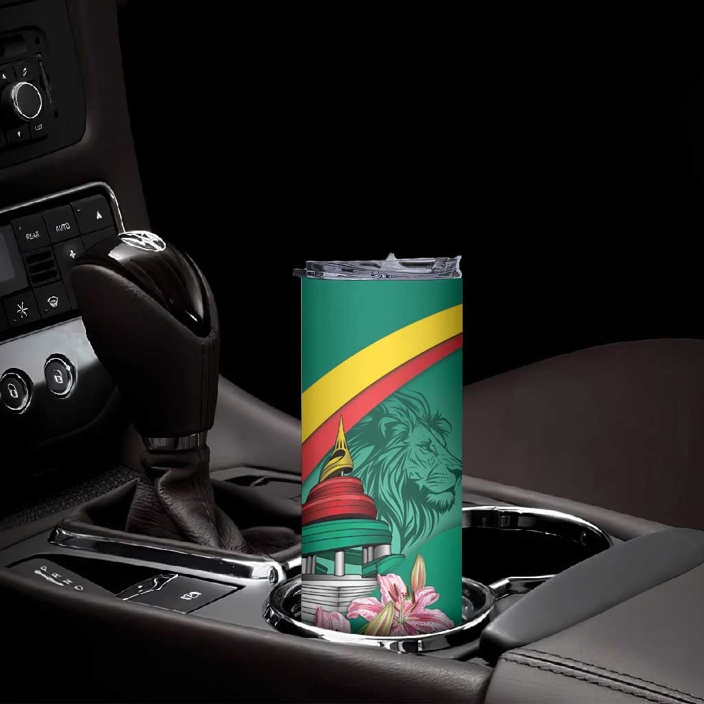 Monument de la Reunification Cameroun Skinny Tumbler Coat Of Arms With Lily Flowers