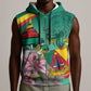 Monument de la Reunification Cameroun Sleeveless Zip Hoodie Coat Of Arms With Lily Flowers - African Pride