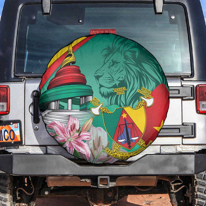 Monument de la Reunification Cameroun Spare Tire Cover Coat Of Arms With Lily Flowers
