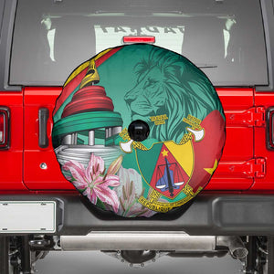 Monument de la Reunification Cameroun Spare Tire Cover Coat Of Arms With Lily Flowers