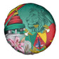 Monument de la Reunification Cameroun Spare Tire Cover Coat Of Arms With Lily Flowers