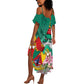 Monument de la Reunification Cameroun Summer Maxi Dress Coat Of Arms With Lily Flowers