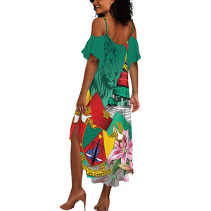 Monument de la Reunification Cameroun Summer Maxi Dress Coat Of Arms With Lily Flowers