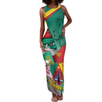 Monument de la Reunification Cameroun Tank Maxi Dress Coat Of Arms With Lily Flowers