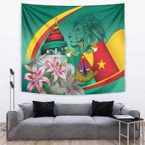 Monument de la Reunification Cameroun Tapestry Coat Of Arms With Lily Flowers