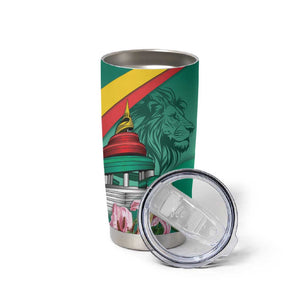 Monument de la Reunification Cameroun Tumbler Cup Coat Of Arms With Lily Flowers
