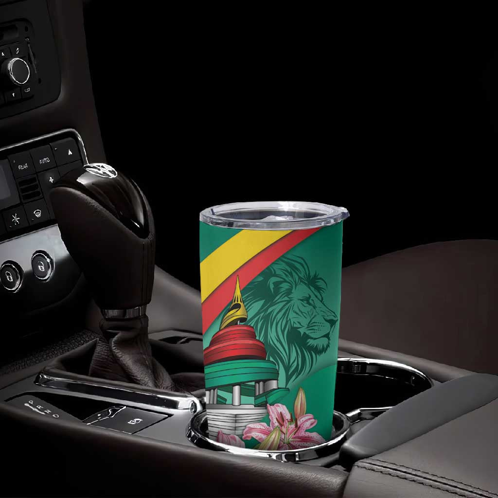 Monument de la Reunification Cameroun Tumbler Cup Coat Of Arms With Lily Flowers