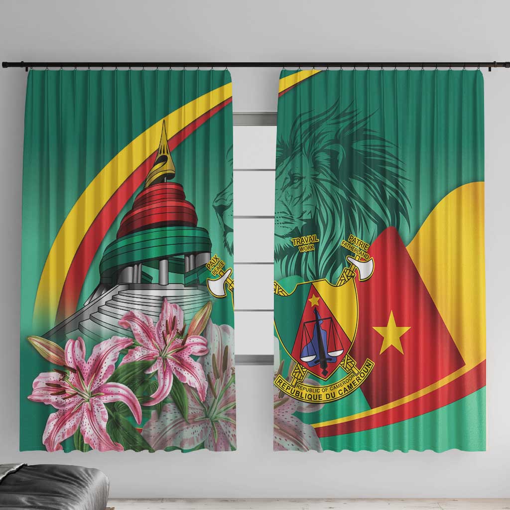 Monument de la Reunification Cameroun Window Curtain Coat Of Arms With Lily Flowers