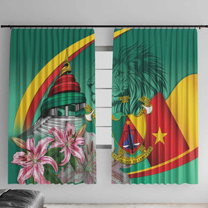 Monument de la Reunification Cameroun Window Curtain Coat Of Arms With Lily Flowers