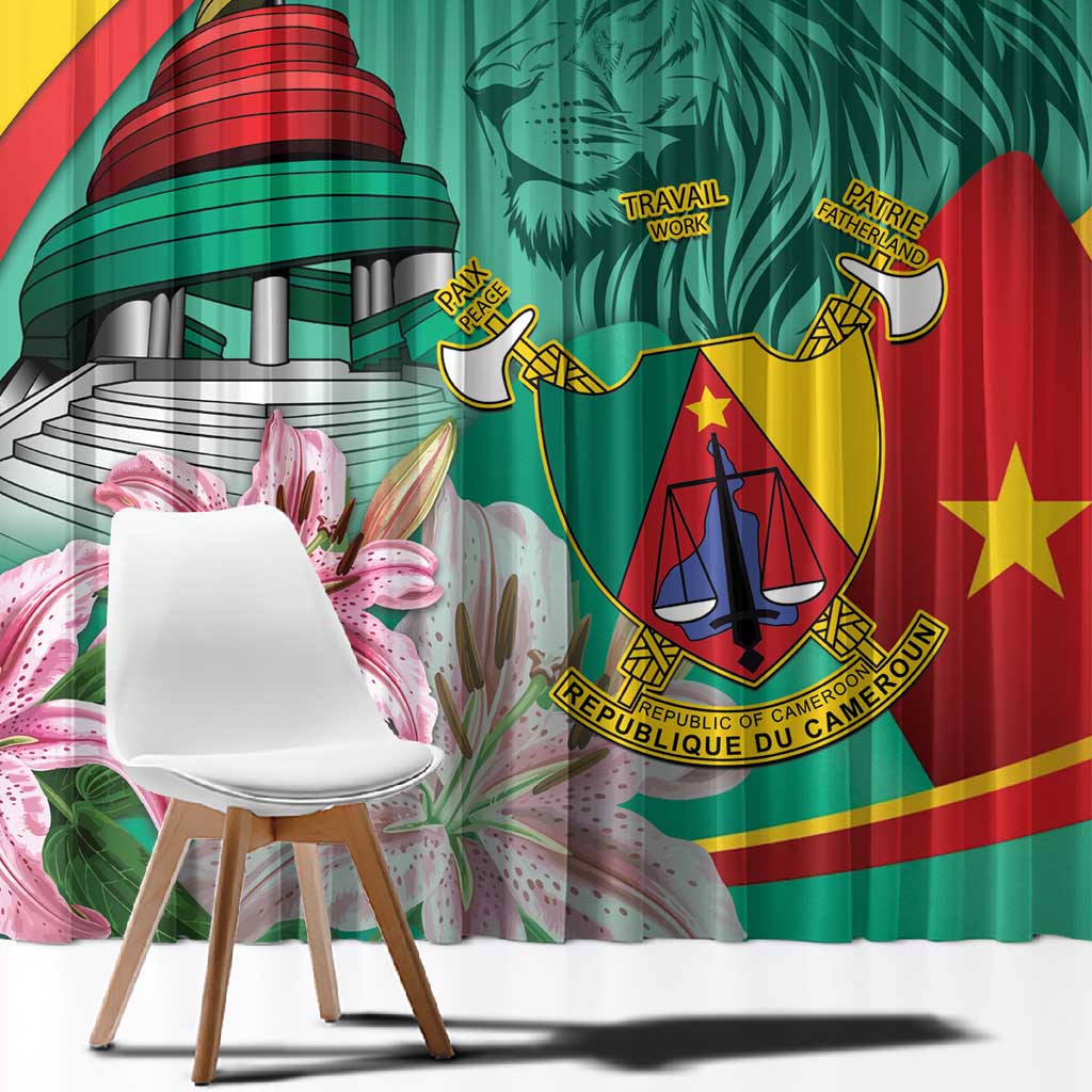 Monument de la Reunification Cameroun Window Curtain Coat Of Arms With Lily Flowers
