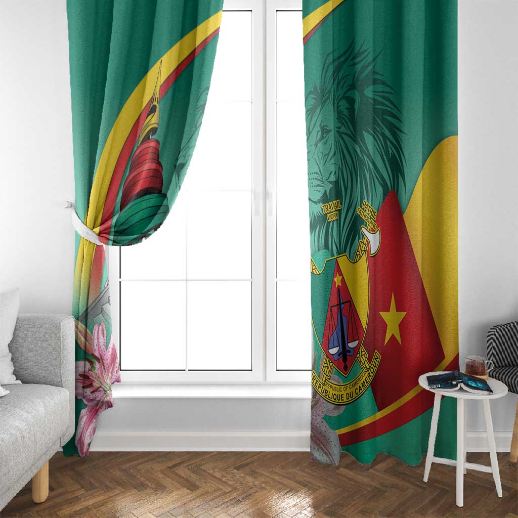 Monument de la Reunification Cameroun Window Curtain Coat Of Arms With Lily Flowers