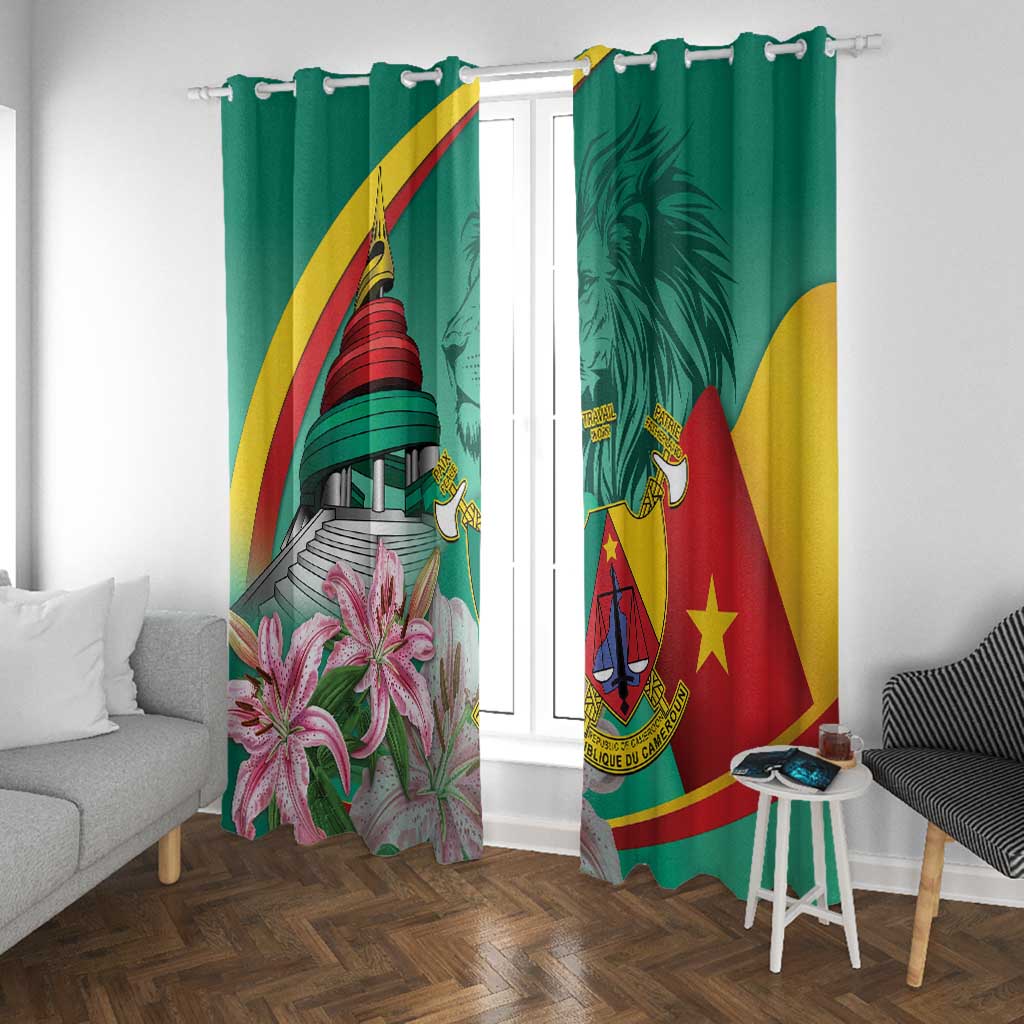 Monument de la Reunification Cameroun Window Curtain Coat Of Arms With Lily Flowers