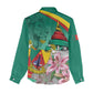 Monument de la Reunification Cameroun Women Casual Shirt Coat Of Arms With Lily Flowers