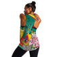 Monument de la Reunification Cameroun Women Racerback Tank Coat Of Arms With Lily Flowers
