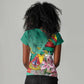 Monument de la Reunification Cameroun Women V-Neck T-Shirt Coat Of Arms With Lily Flowers