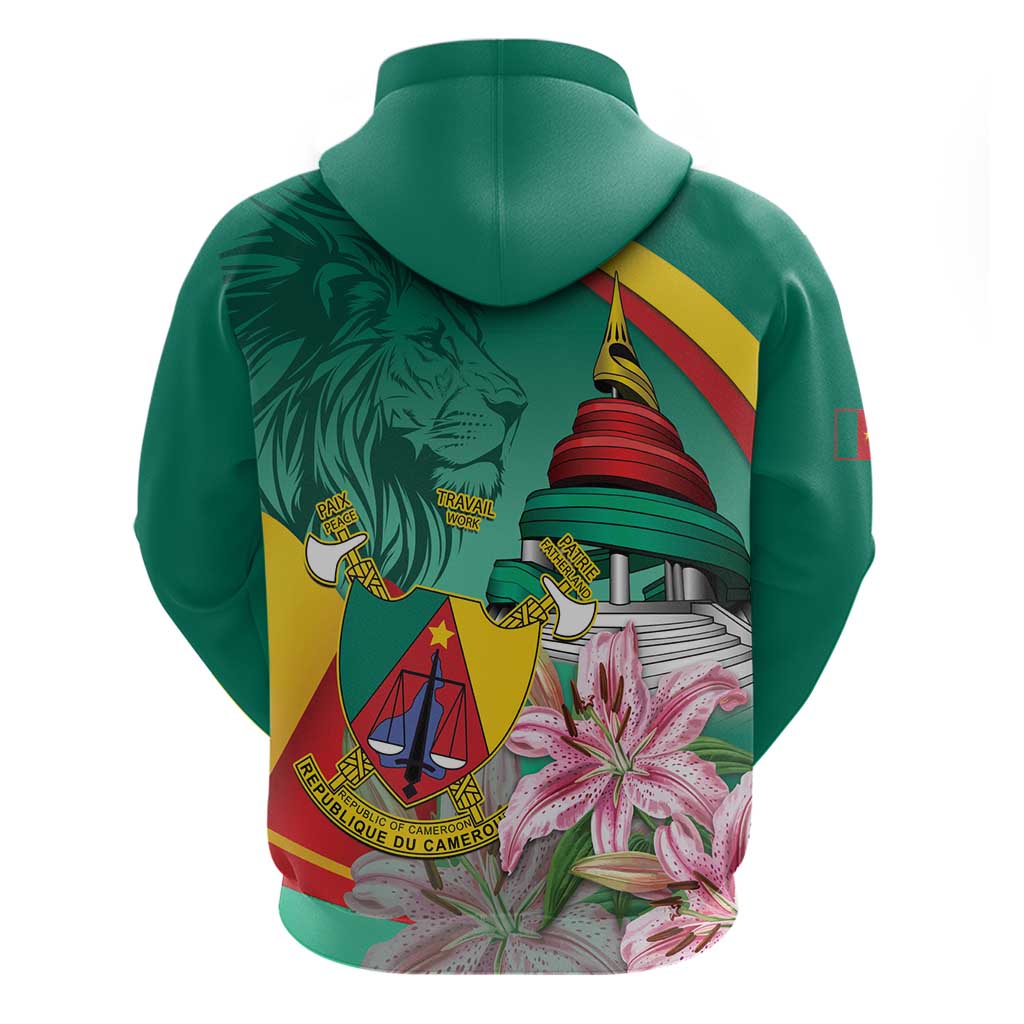 Monument de la Reunification Cameroun Zip Hoodie Coat Of Arms With Lily Flowers