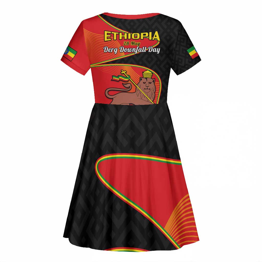 Ethiopia Derg Downfall Day Kid Short Sleeve Dress Ethiopian Lion of Judah