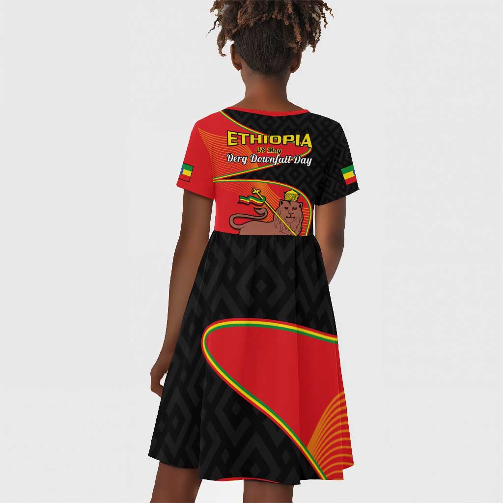 Ethiopia Derg Downfall Day Kid Short Sleeve Dress Ethiopian Lion of Judah