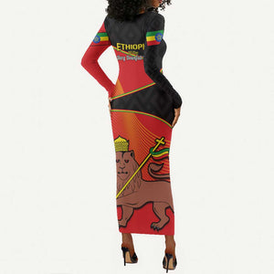 Ethiopia Derg Downfall Day Long Sleeve Bodycon Dress Ethiopian Lion of Judah LT14
