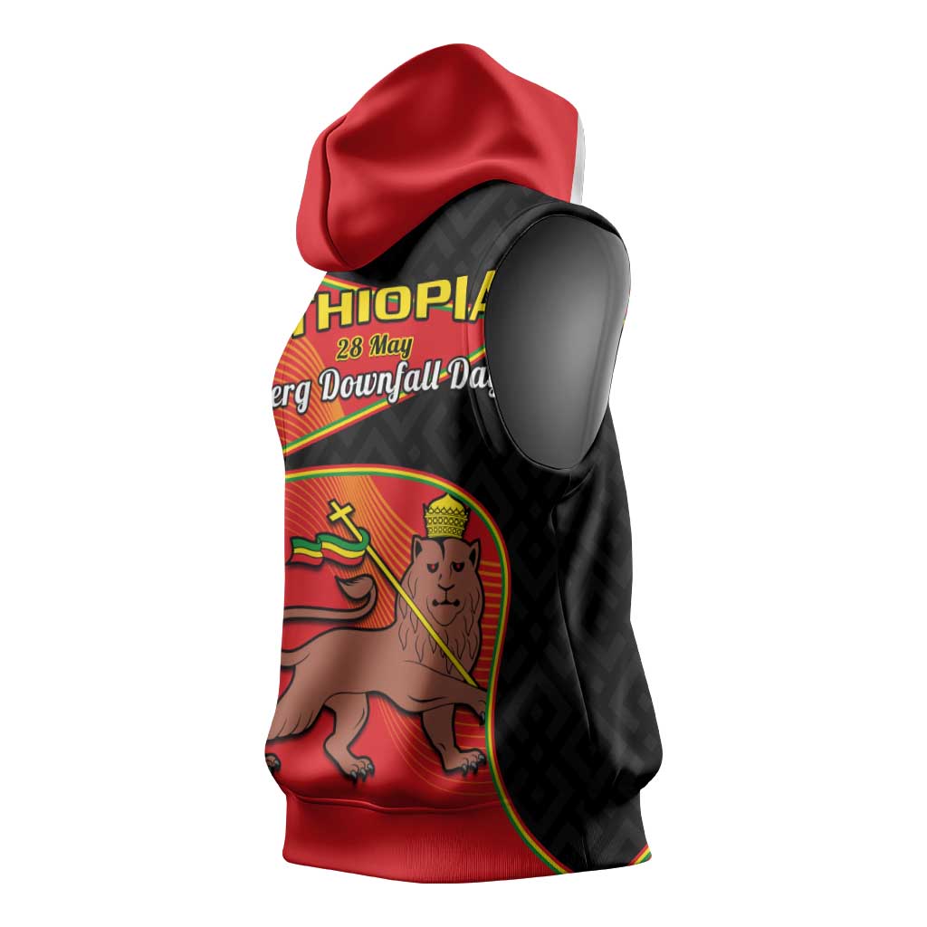 Ethiopia Derg Downfall Day Sleeveless Hoodie Ethiopian Lion of Judah - African Pride