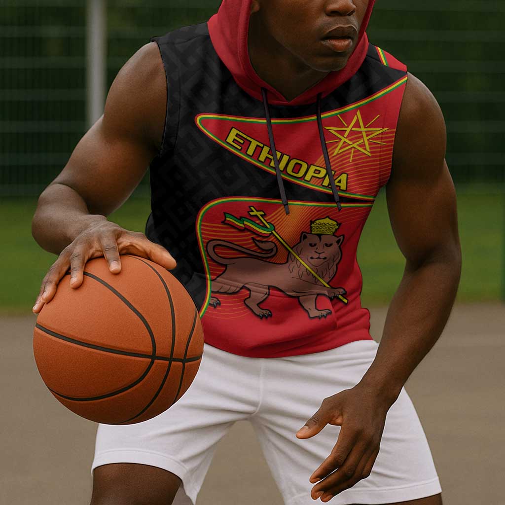 Ethiopia Derg Downfall Day Sleeveless Hoodie Ethiopian Lion of Judah - African Pride