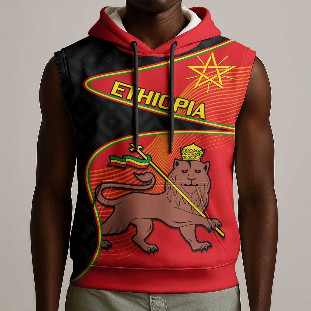 Ethiopia Derg Downfall Day Sleeveless Hoodie Ethiopian Lion of Judah - African Pride
