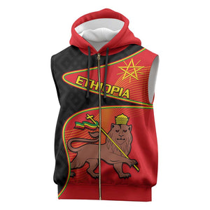Ethiopia Derg Downfall Day Sleeveless Zip Hoodie Ethiopian Lion of Judah - African Pride