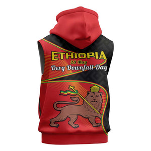 Ethiopia Derg Downfall Day Sleeveless Zip Hoodie Ethiopian Lion of Judah - African Pride