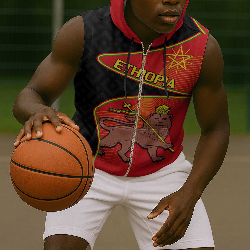 Ethiopia Derg Downfall Day Sleeveless Zip Hoodie Ethiopian Lion of Judah - African Pride