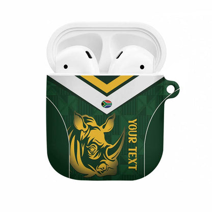 South Africa Rugby Custom AirPods Case Springboks Kente Rhino Symbol