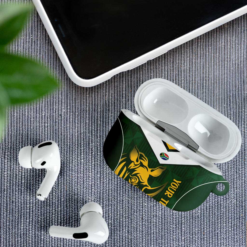 South Africa Rugby Custom AirPods Case Springboks Kente Rhino Symbol