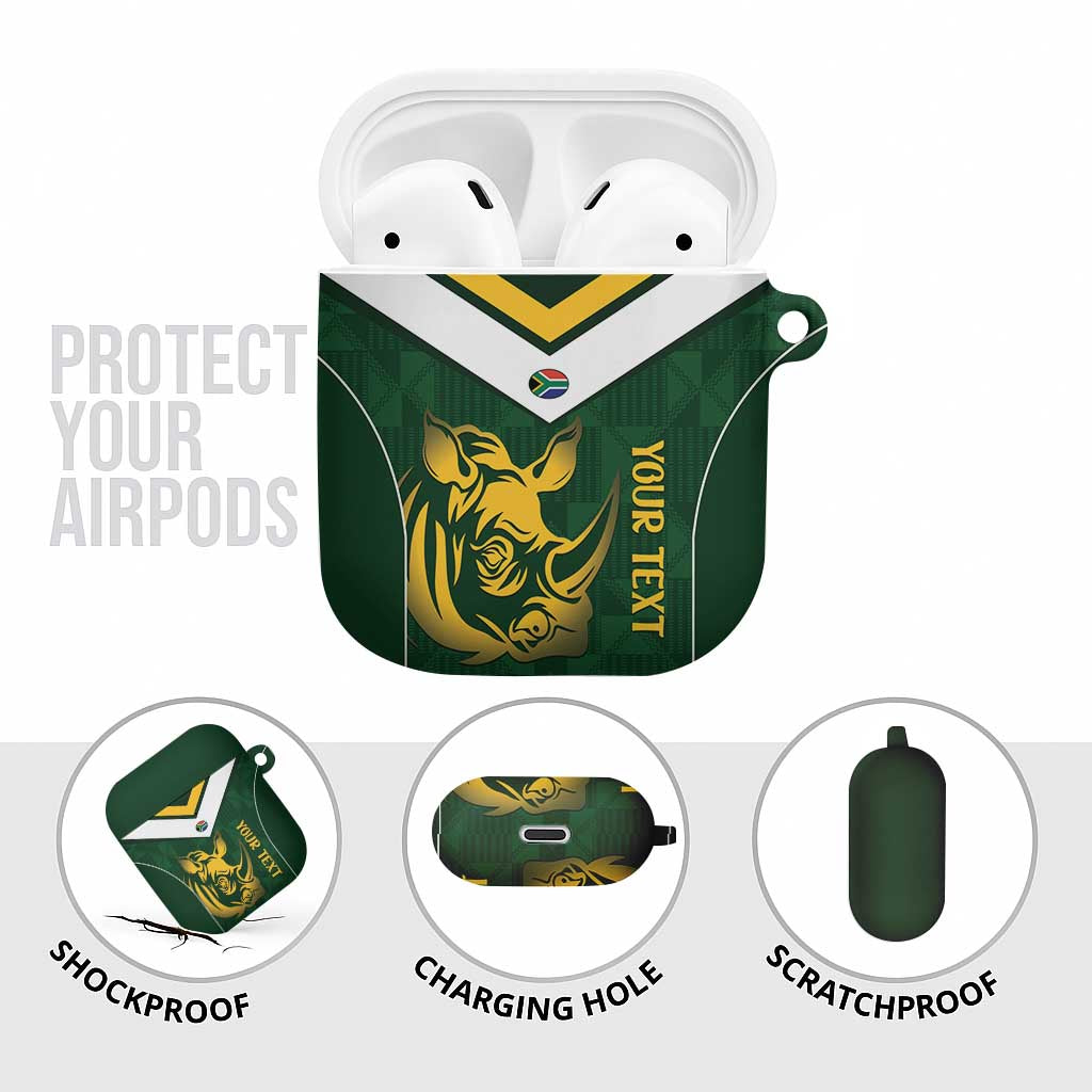 South Africa Rugby Custom AirPods Case Springboks Kente Rhino Symbol