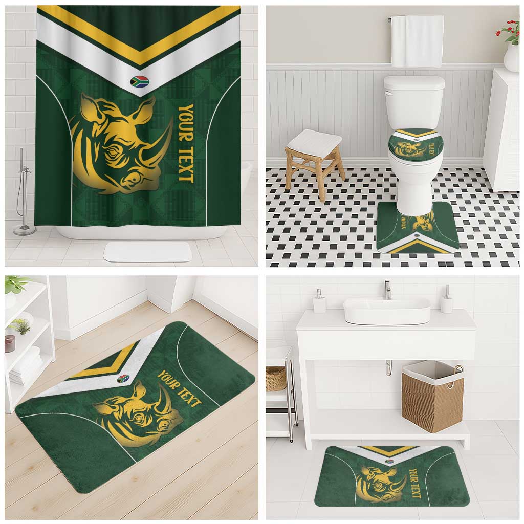 South Africa Rugby Custom Bathroom Set Springboks Kente Rhino Symbol